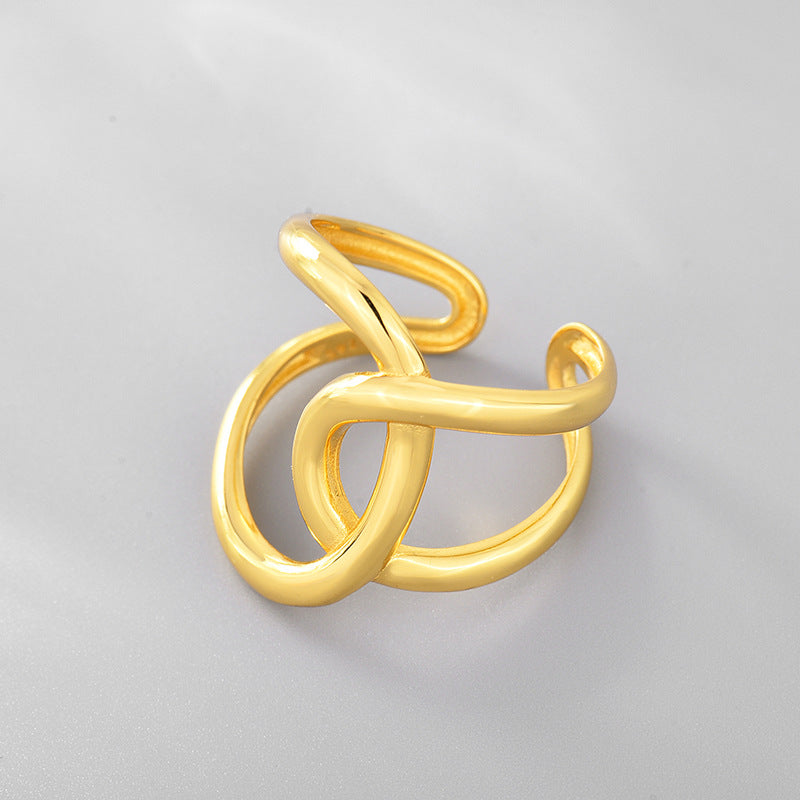 BAGUE AJUSTABLE DOUBLE C À LIGNES NŒUDÉES