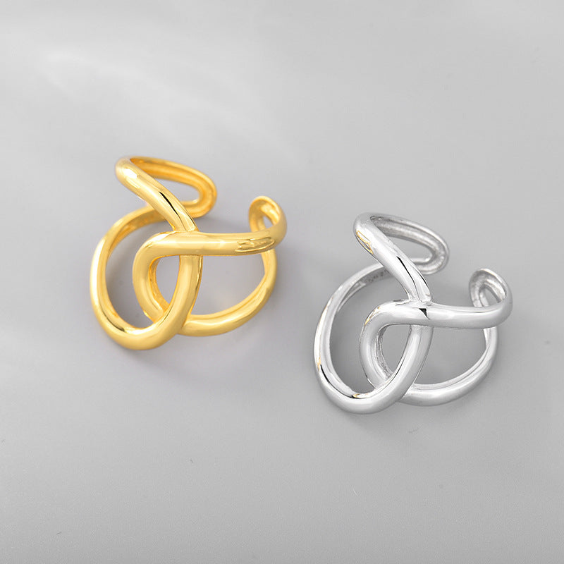 BAGUE AJUSTABLE DOUBLE C À LIGNES NŒUDÉES