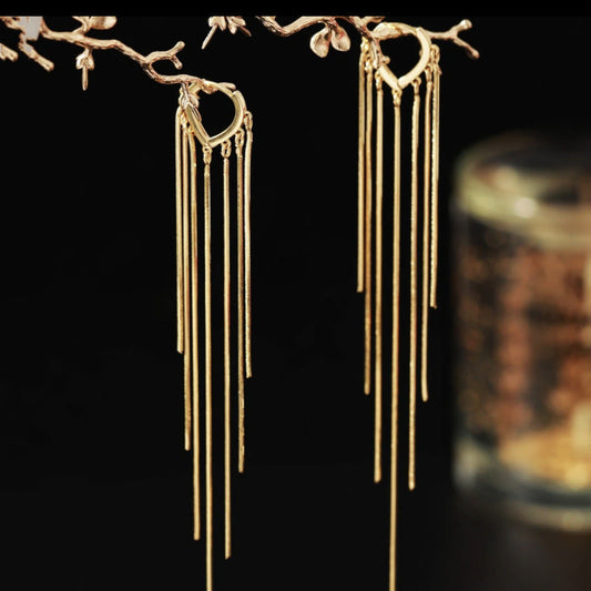 BOUCLES D’OREILLES À LONGUES FRANGES