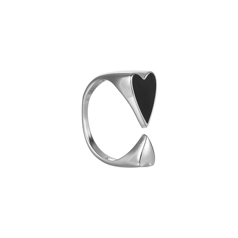 BAGUE ASYMÉTRIQUE CŒUR NOIR