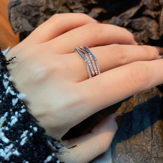 BAGUE AJUSTABLE HEXAGONE EN ZIRCONIUM