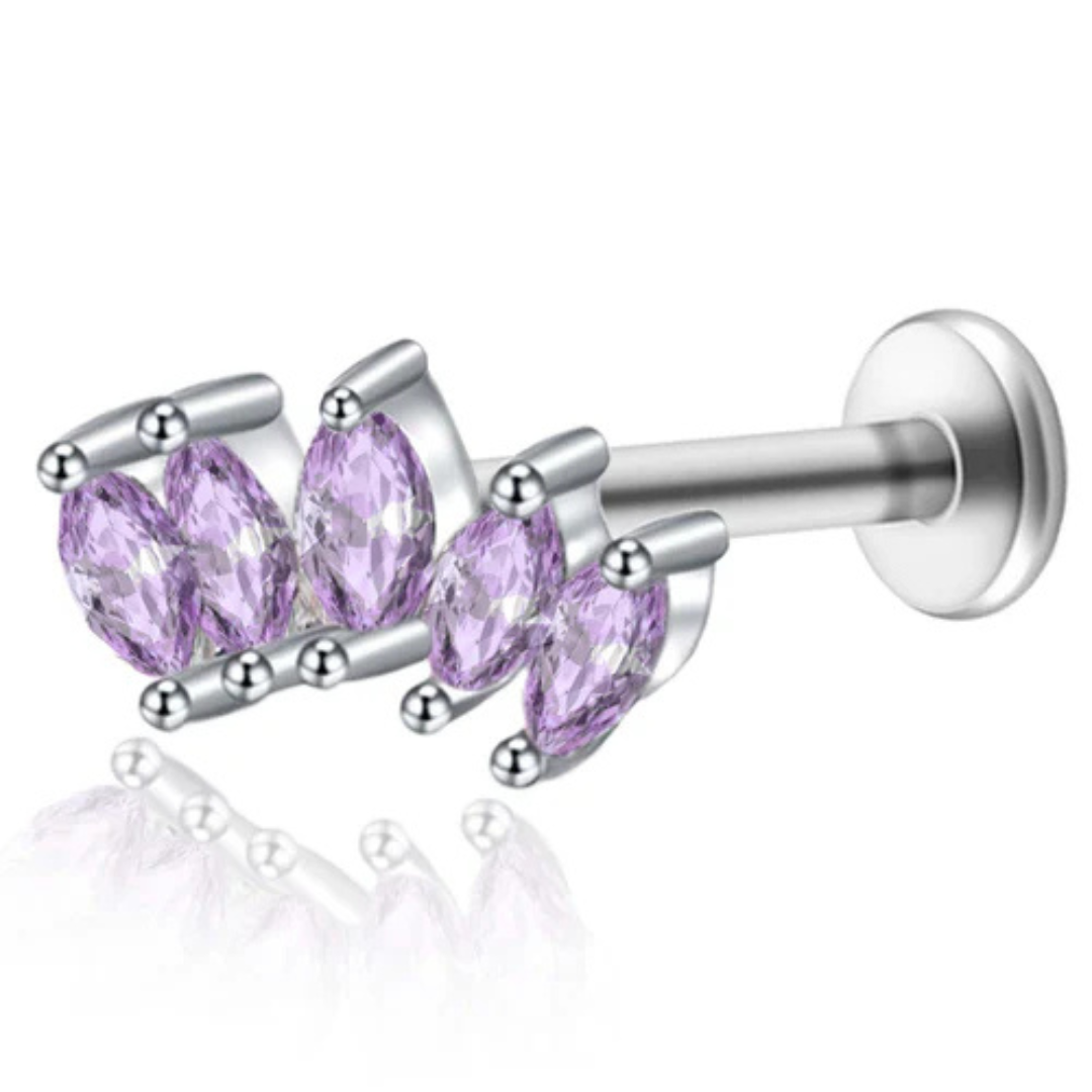 Piercing Triple Feuille de Cristal