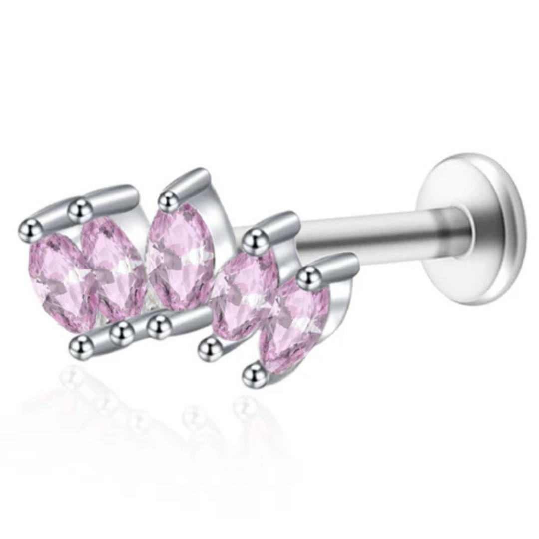 Piercing Triple Feuille de Cristal
