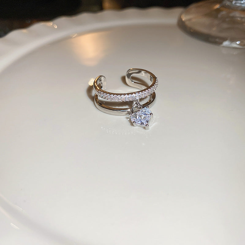 BAGUE PENDENTIF CŒUR EN ARGENT ET ZIRCONIUM