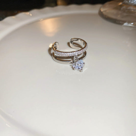 BAGUE PENDENTIF CŒUR EN ARGENT ET ZIRCONIUM