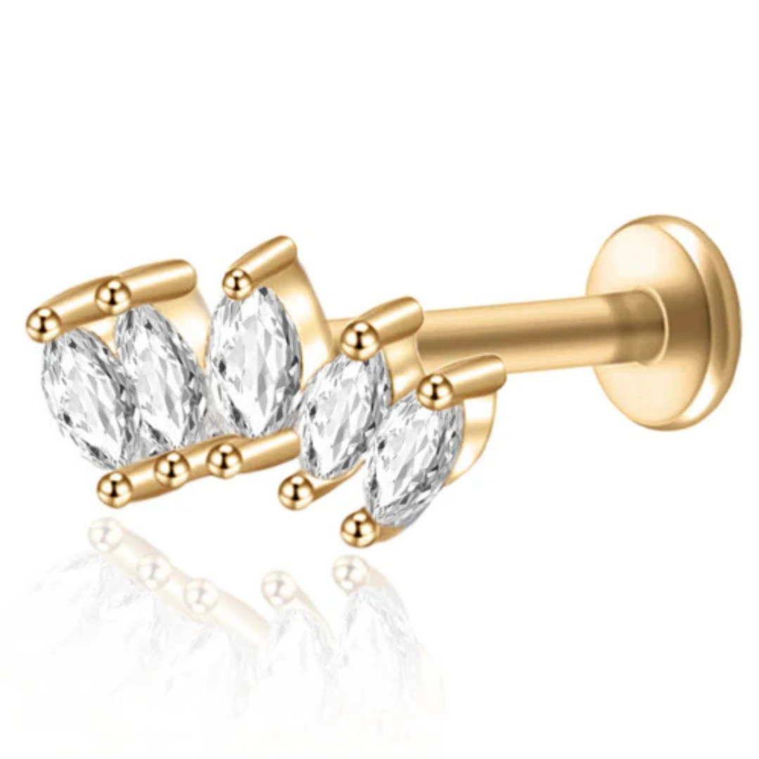Piercing Triple Feuille de Cristal
