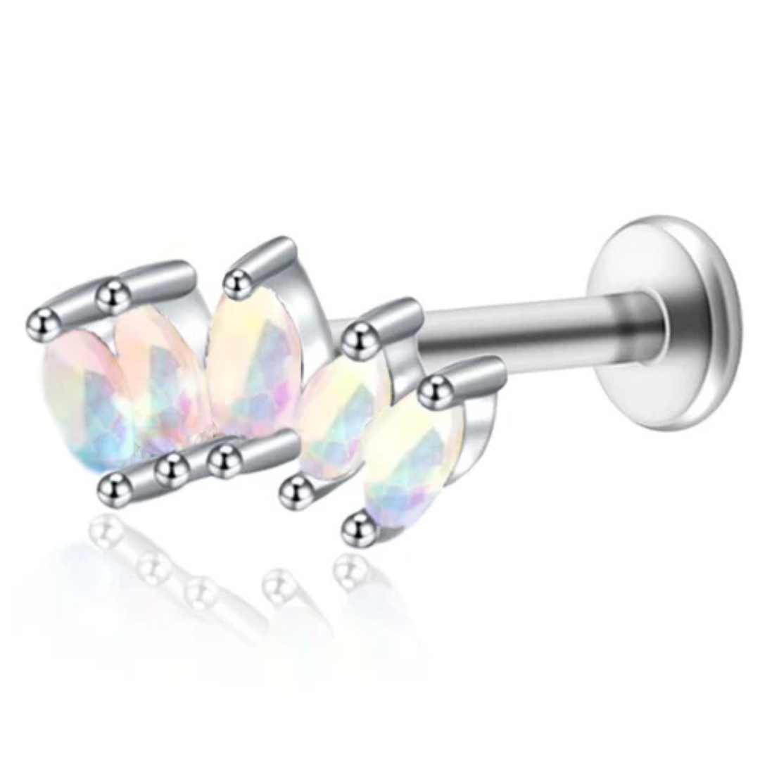 Piercing Triple Feuille de Cristal