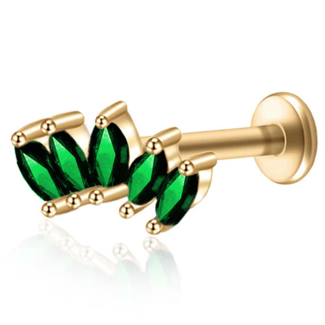 Piercing Triple Feuille de Cristal