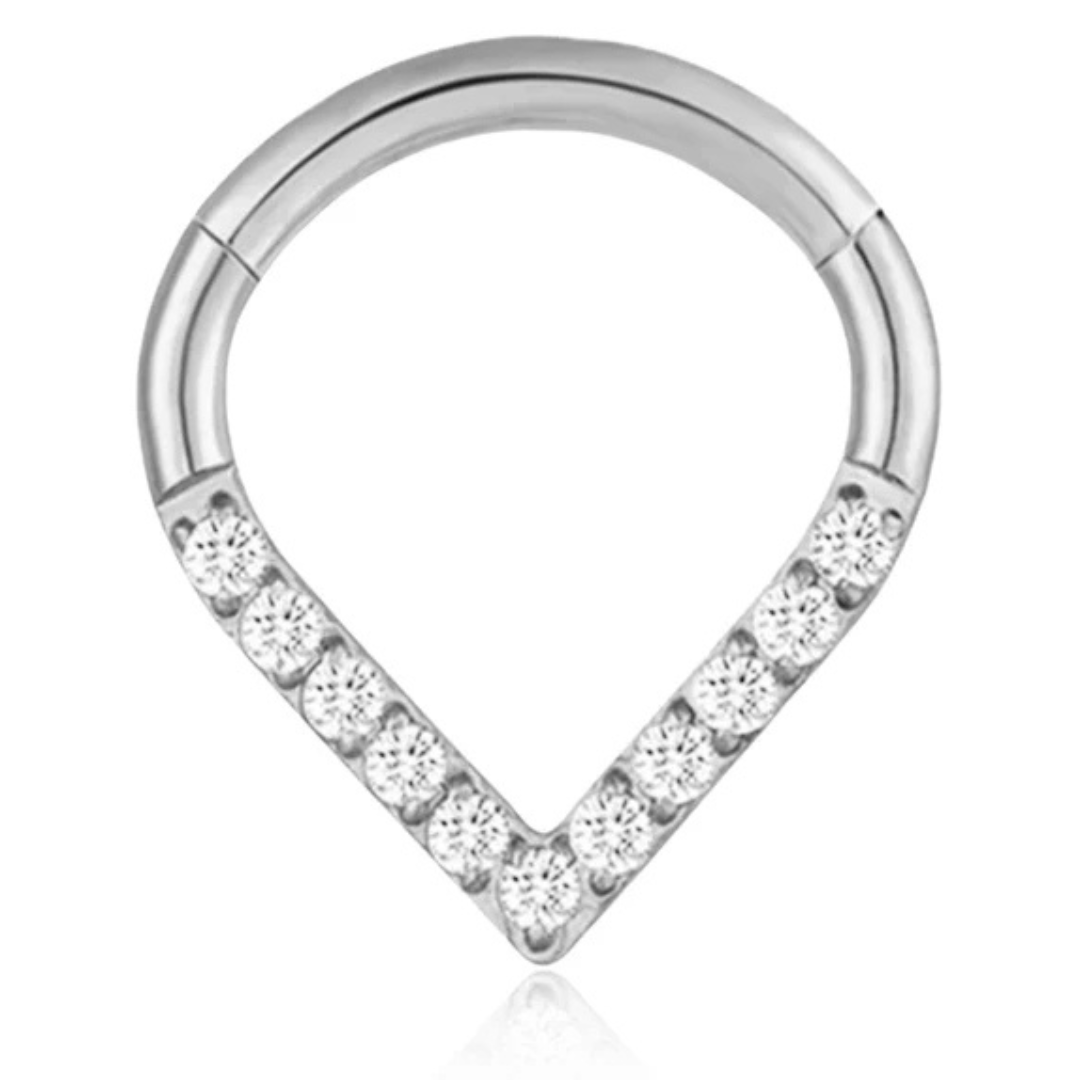 Anneau Piercing V Cristal