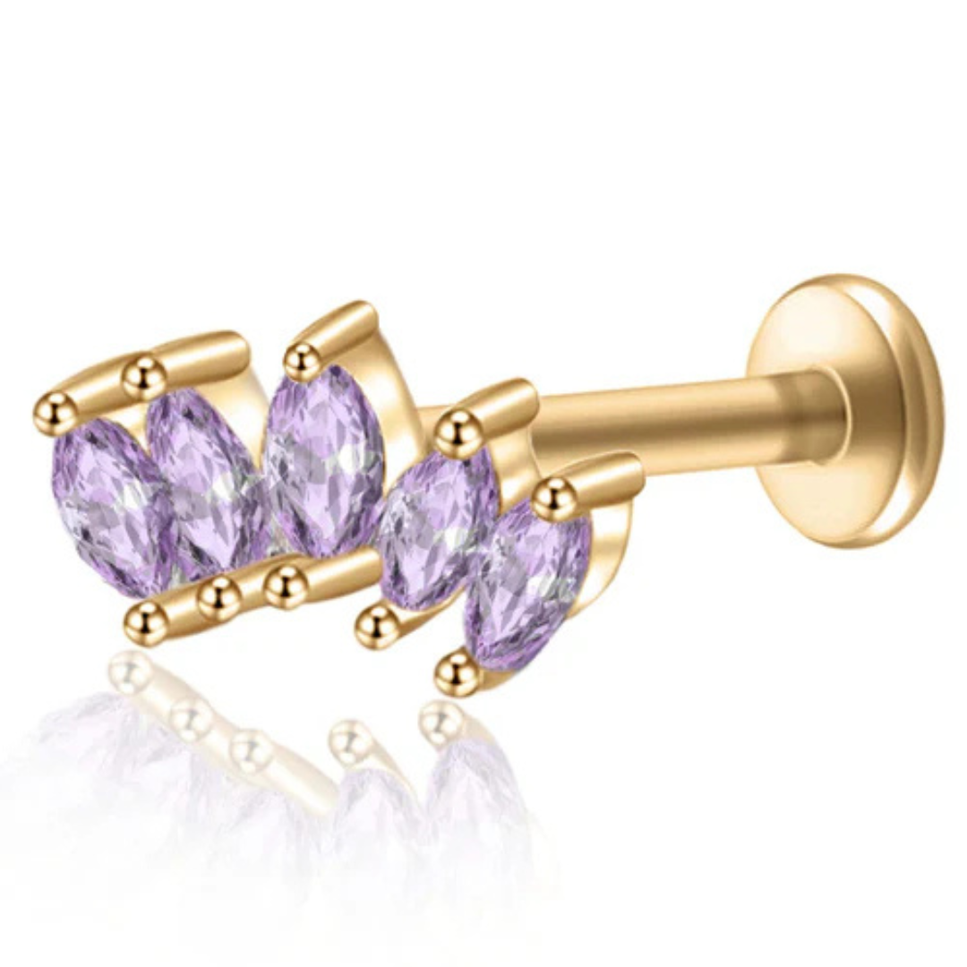 Piercing Triple Feuille de Cristal