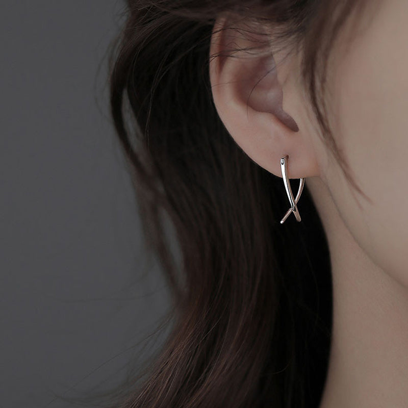 BOUCLES D’OREILLES LIGNE SIMPLE EN ARGENT STERLING