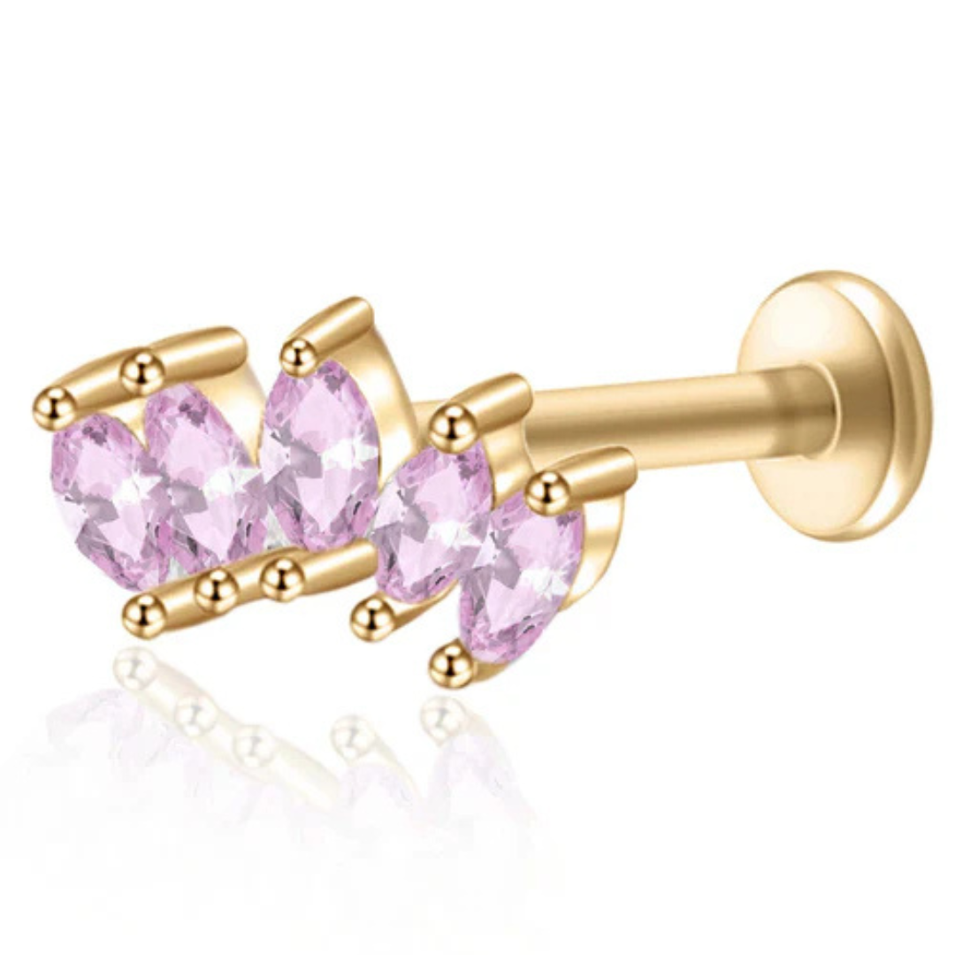 Piercing Triple Feuille de Cristal