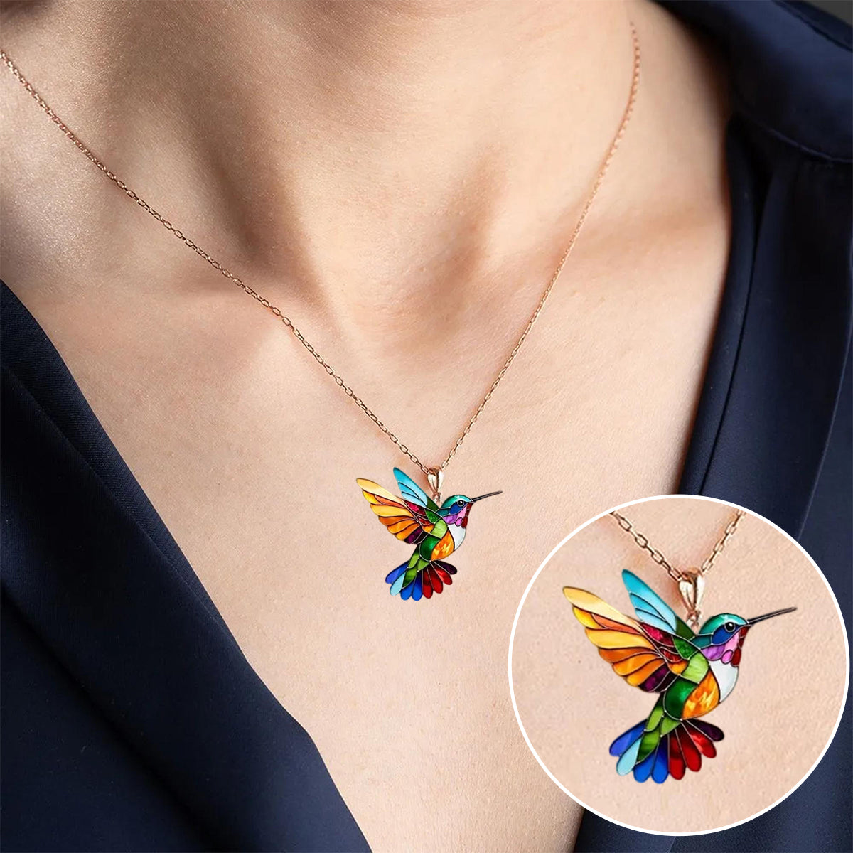 MAGNIFIQUE COLLIER COLIBRI AVEC BOUCLES D’OREILLES EN CADEAU – OFFRE LIMITÉE
