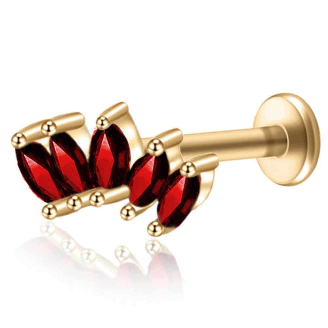 Piercing Triple Feuille de Cristal
