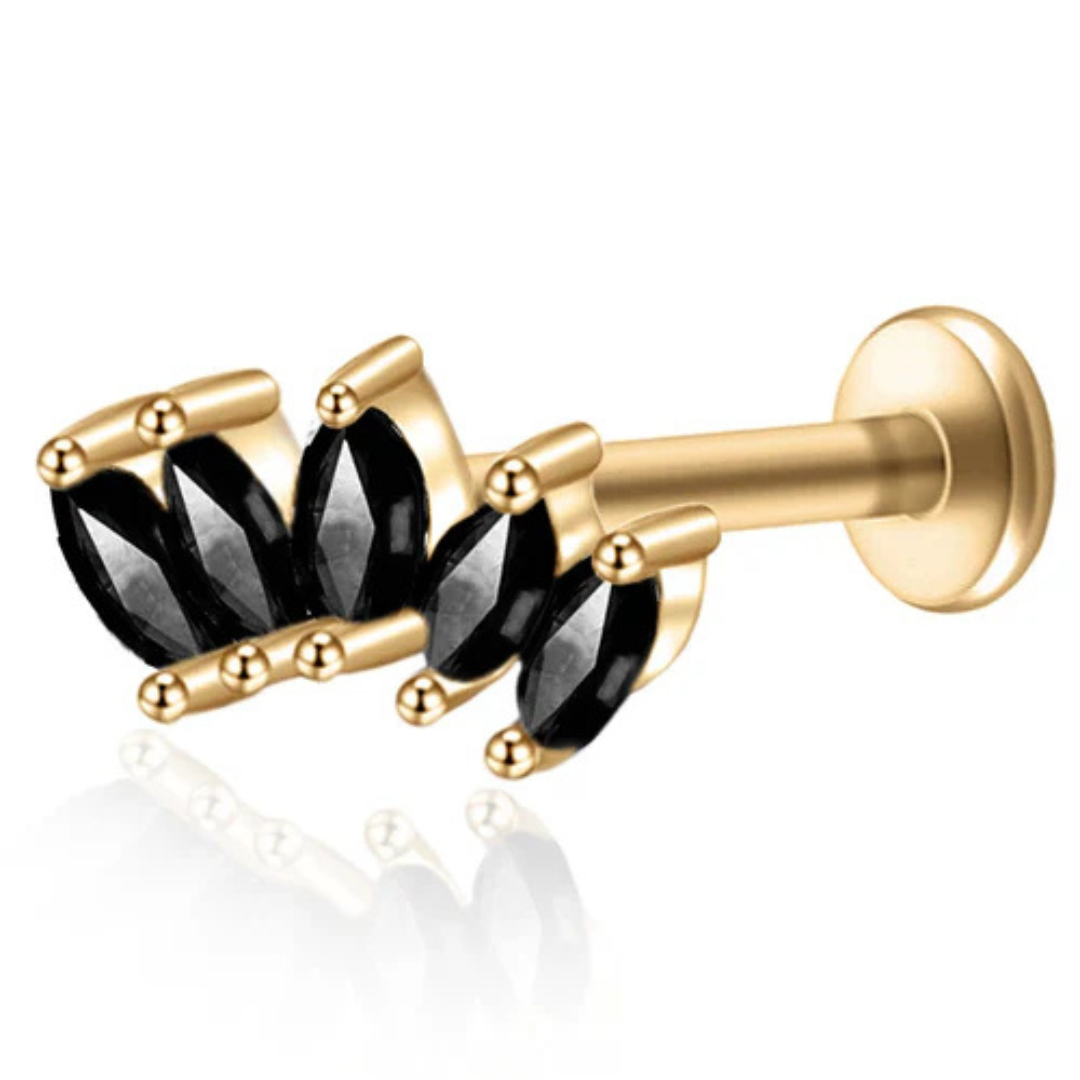Piercing Triple Feuille de Cristal