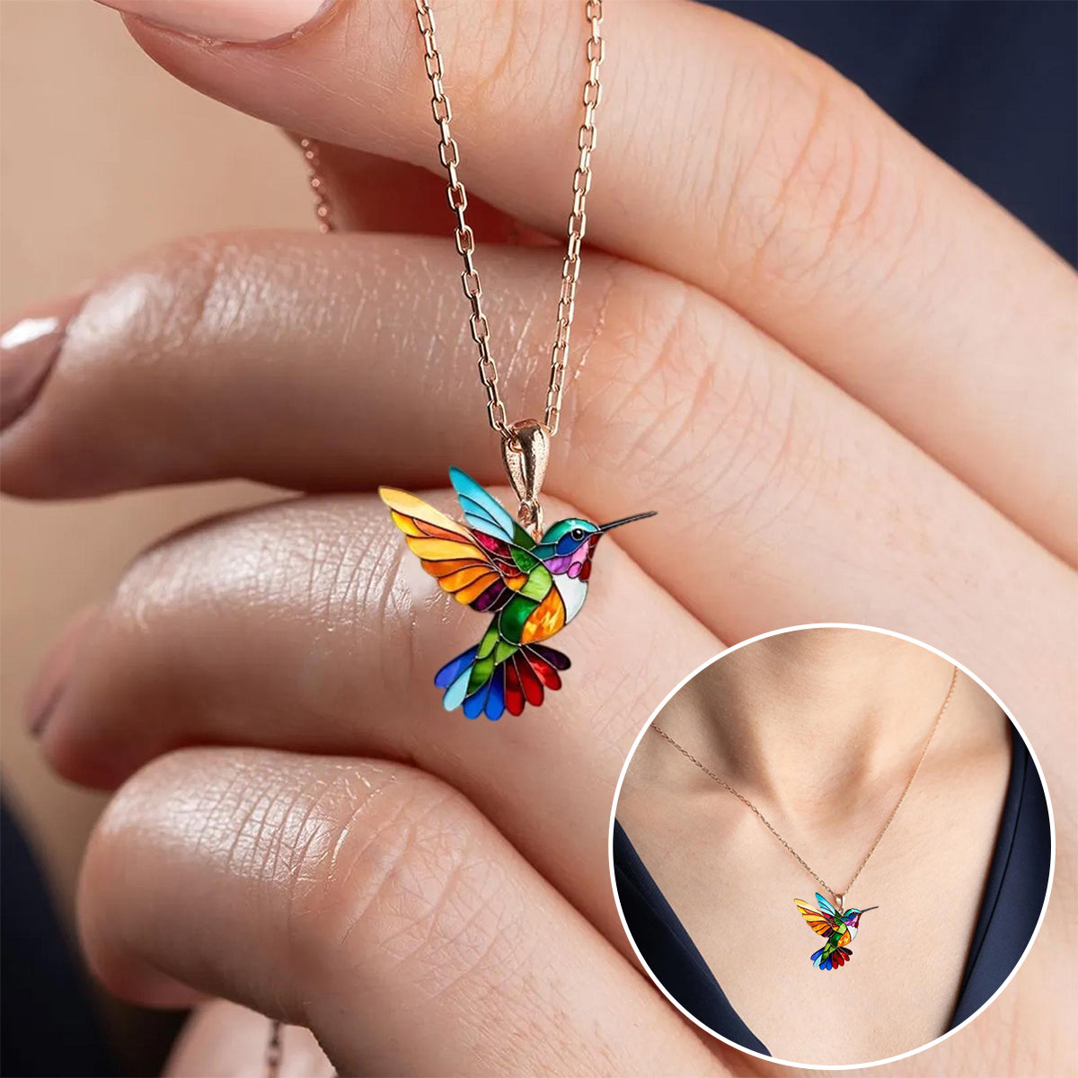MAGNIFIQUE COLLIER COLIBRI AVEC BOUCLES D’OREILLES EN CADEAU – OFFRE LIMITÉE