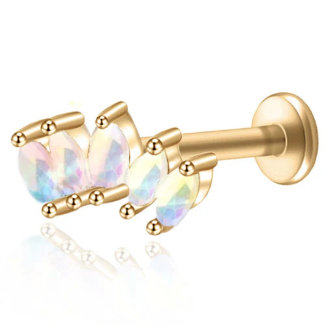 Piercing Triple Feuille de Cristal