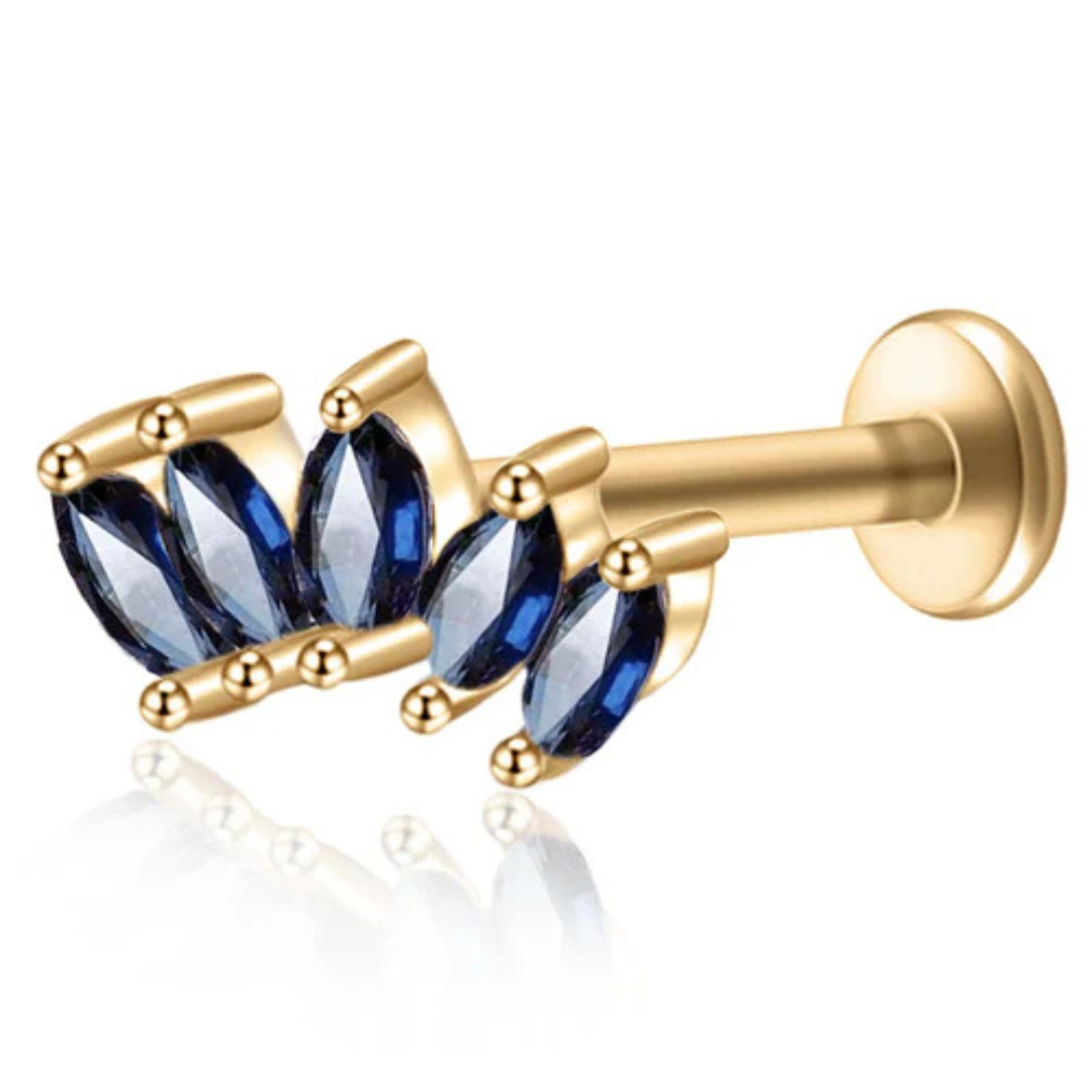 Piercing Triple Feuille de Cristal