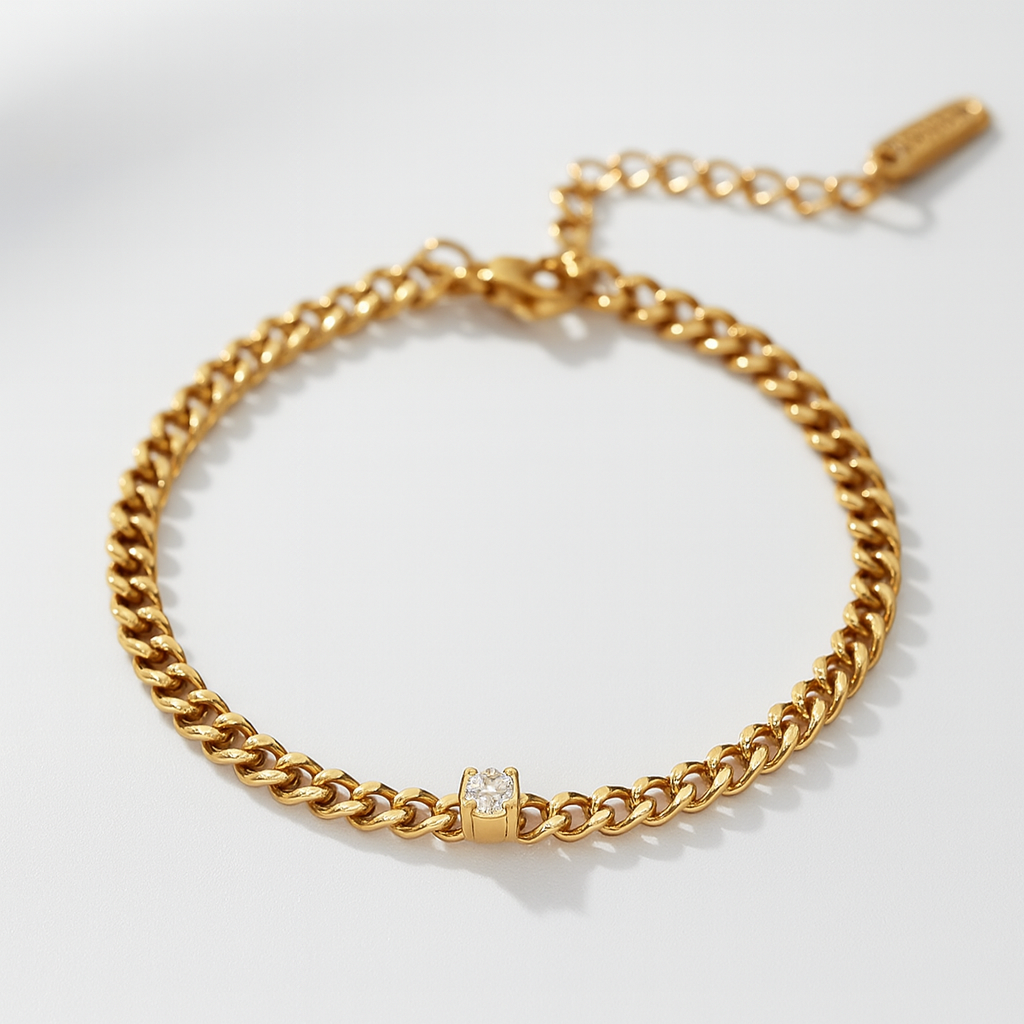 Bracelet Doré Chaîne & Diamant