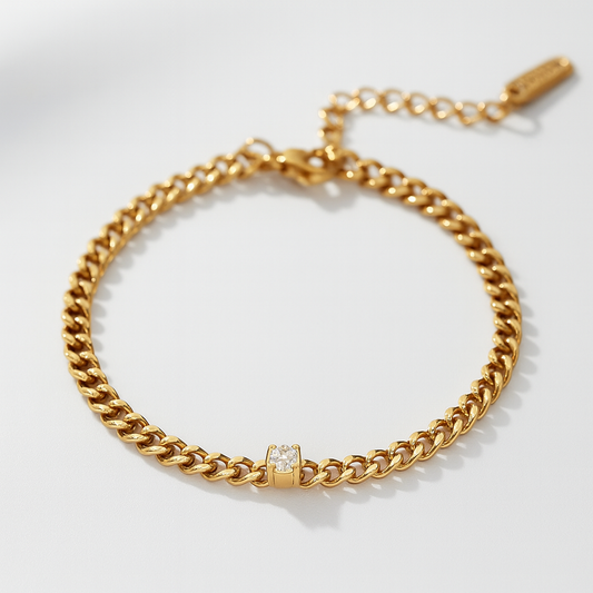 Bracelet Doré Chaîne & Diamant
