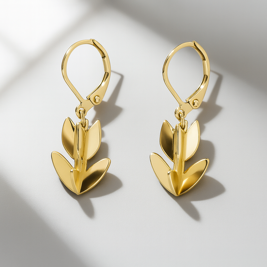 Boucles d’Oreilles Dorées Feuille Élégante