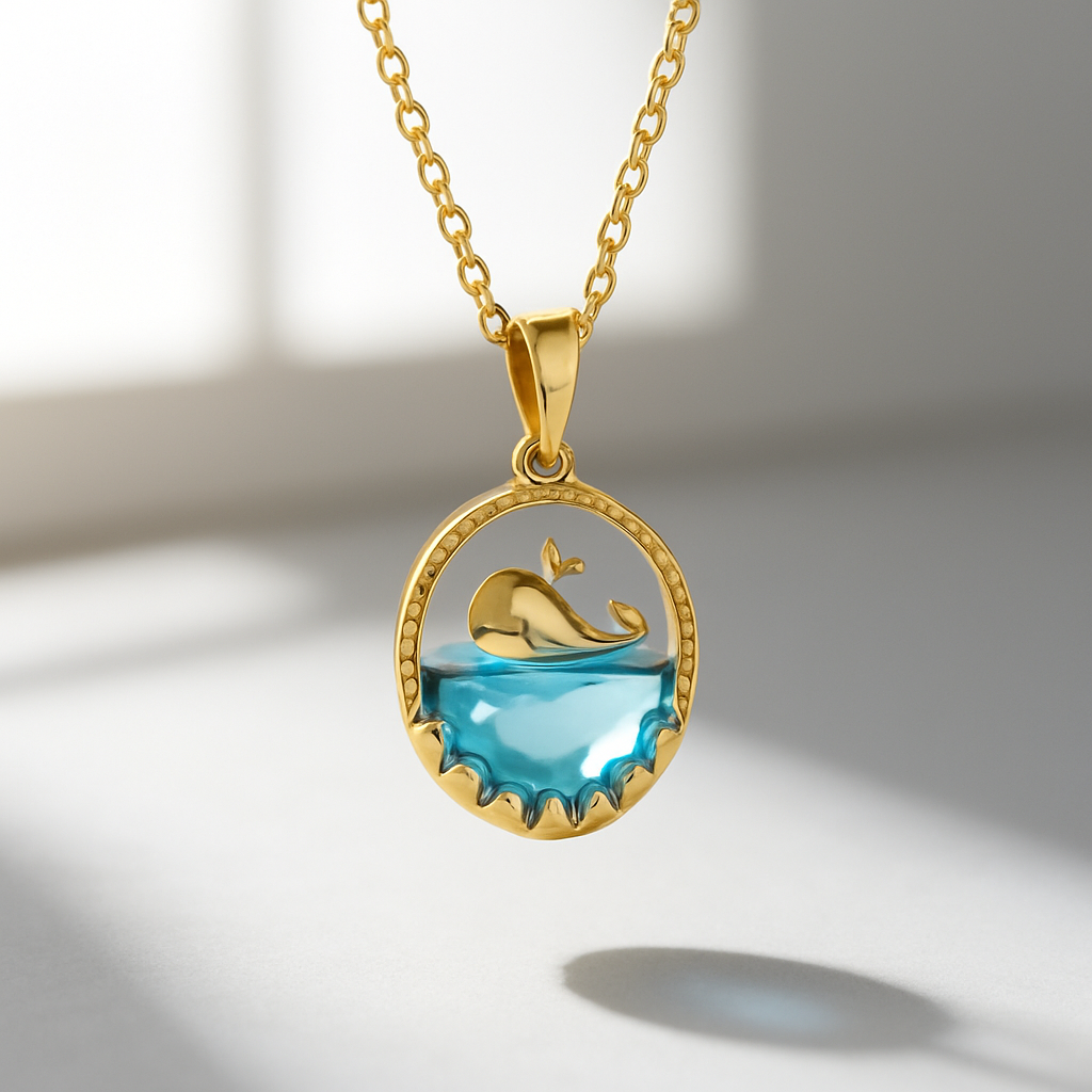 Collier Doré Océan Bleu