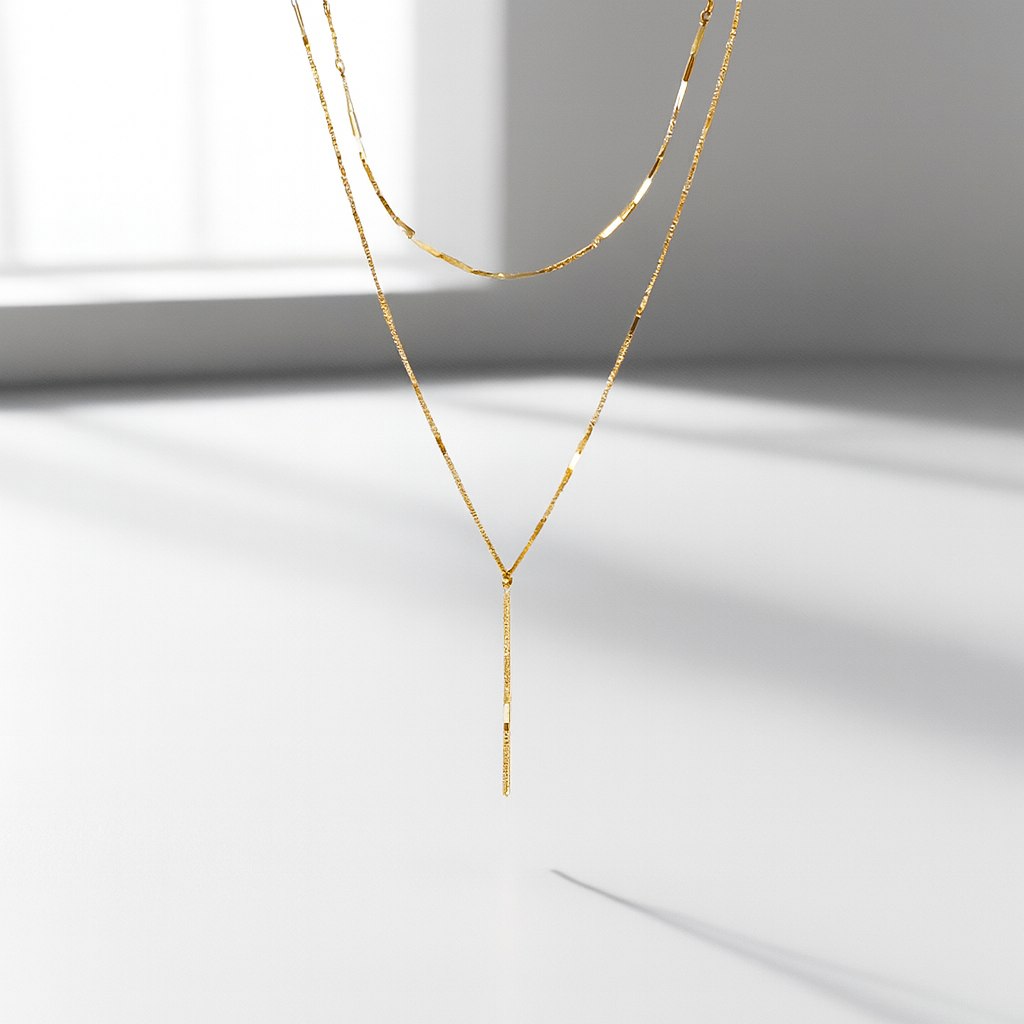 Collier Doré Minimaliste à Double Chaîne