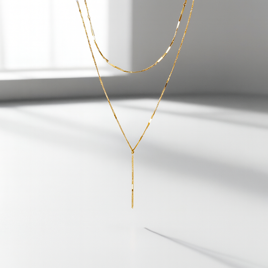 Collier Doré Minimaliste à Double Chaîne
