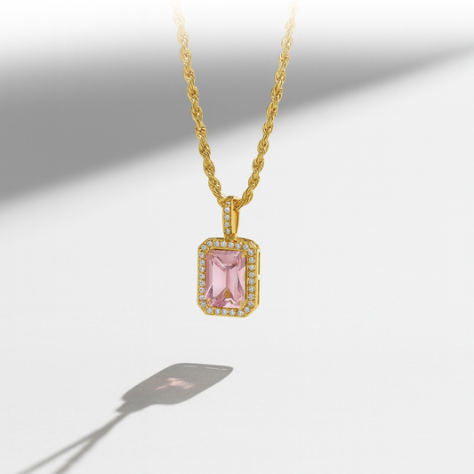 Collier Doré Pierre Rose