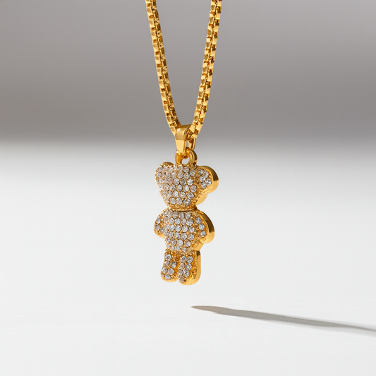 Collier Ours Doré Étincelant