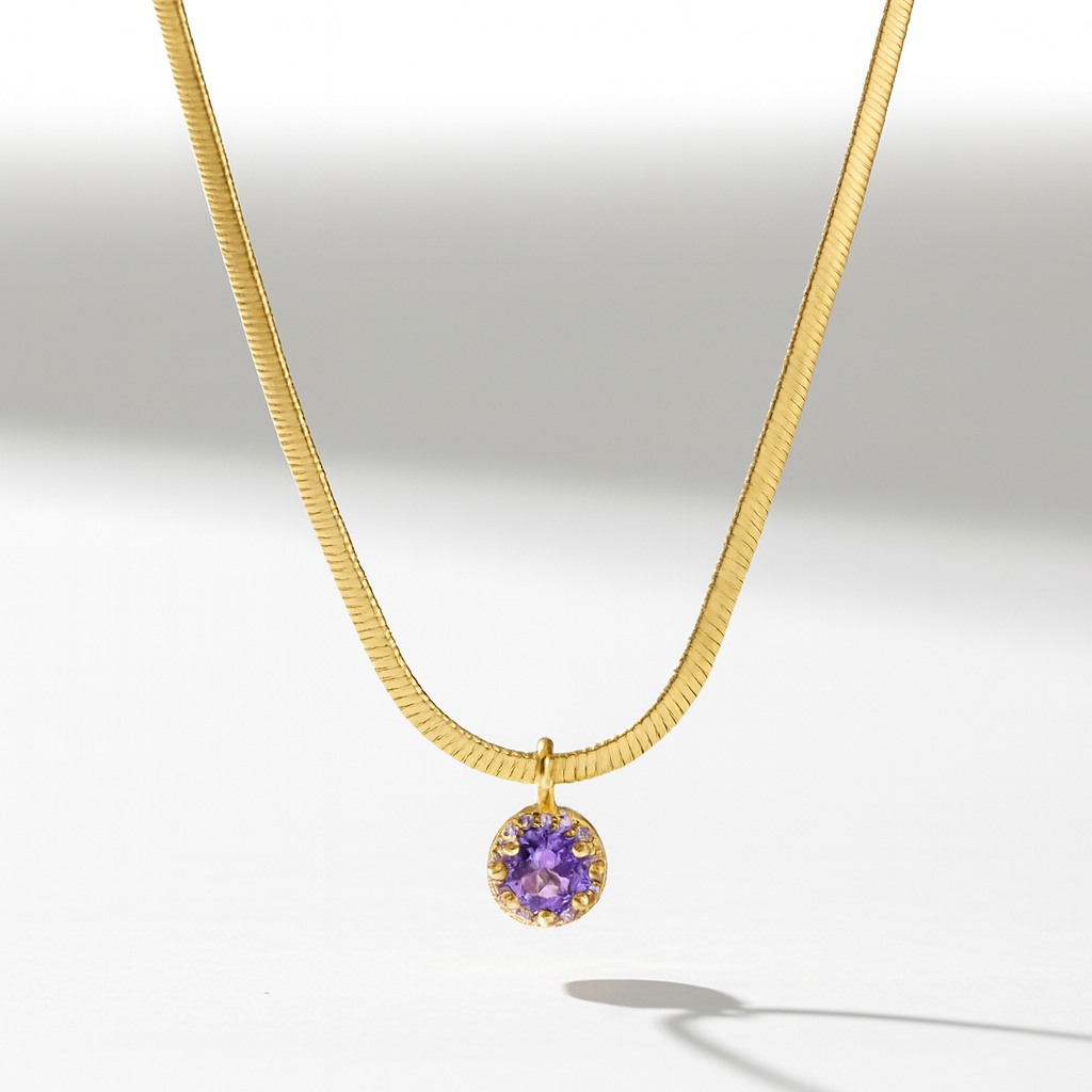 Collier Doré avec Pierre Améthyste