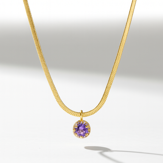Collier Doré avec Pierre Améthyste