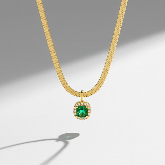 Collier Doré Émeraude