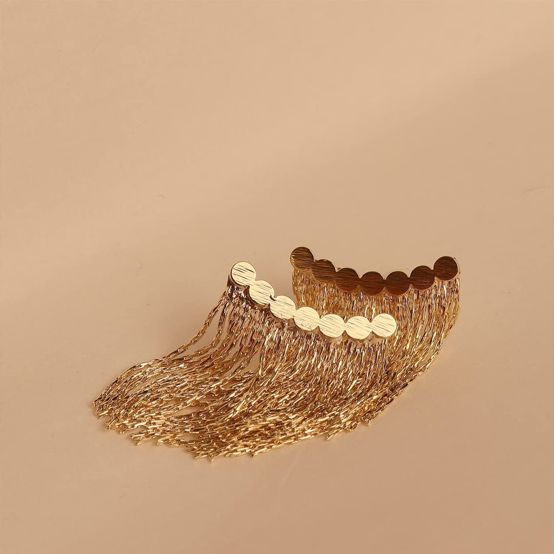 BOUCLES D’OREILLES À FRANGES LONGUES ET BARRE COURBÉE