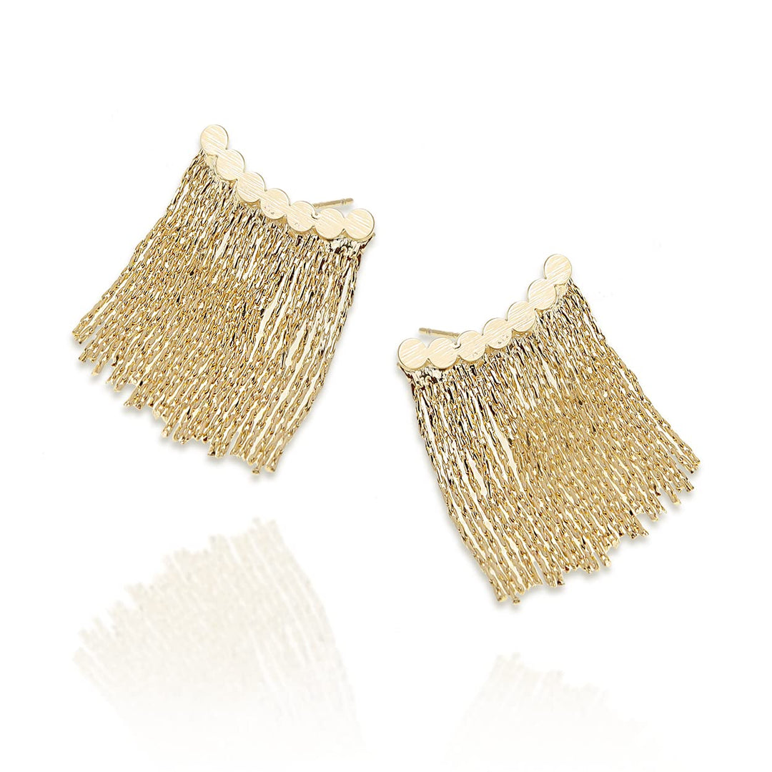 BOUCLES D’OREILLES À FRANGES LONGUES ET BARRE COURBÉE