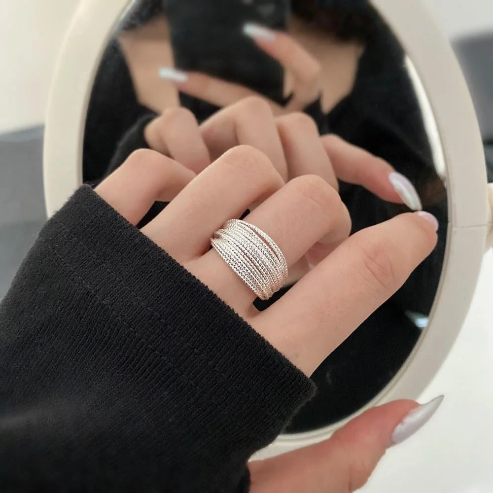 BAGUE AJUSTABLE À FILS MULTICOUCHES