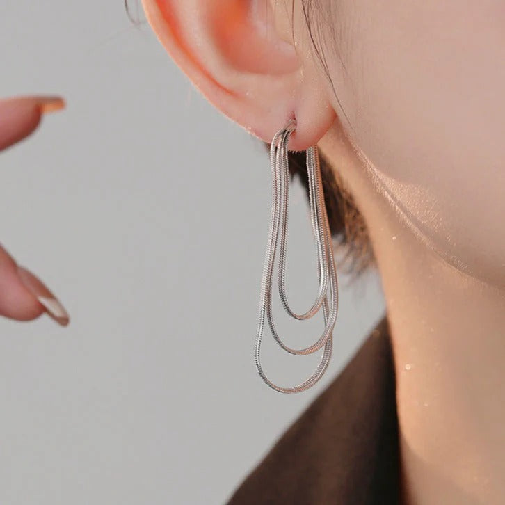 BOUCLES D’OREILLES À FRANGES EN CHAÎNE SOUPLE