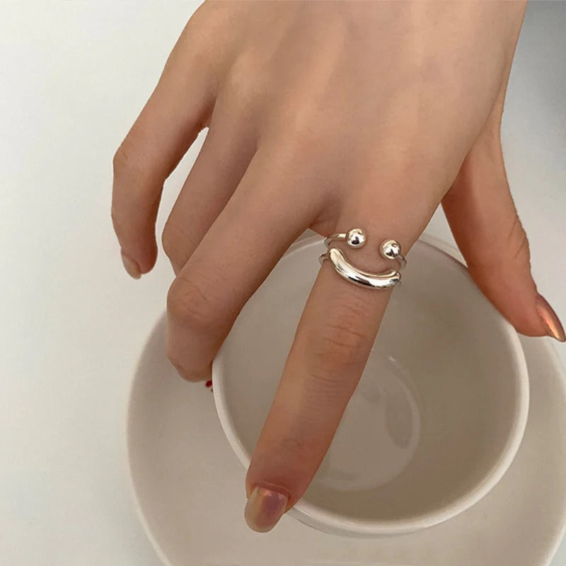 BAGUE AJUSTABLE SOURIRE EN ARGENT