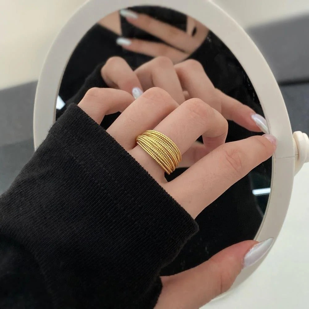 BAGUE AJUSTABLE À FILS MULTICOUCHES