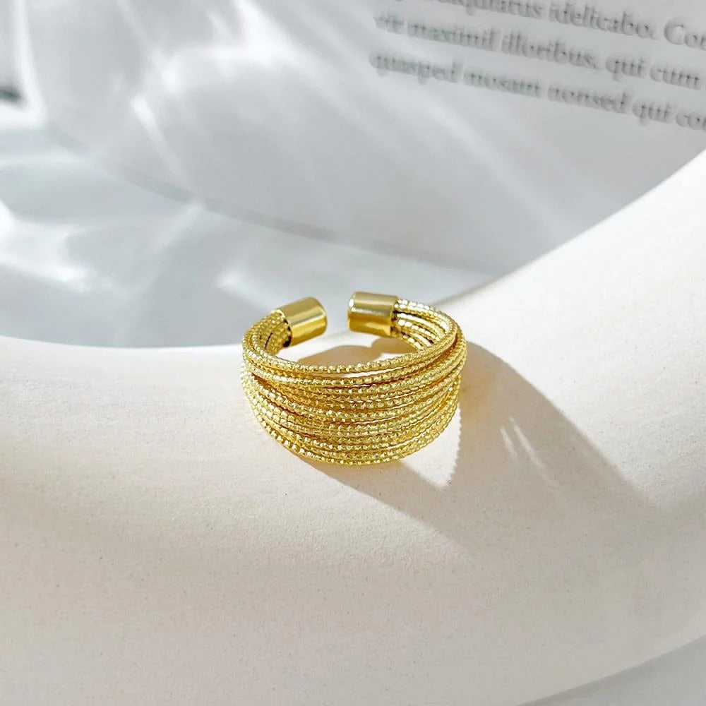 BAGUE AJUSTABLE À FILS MULTICOUCHES