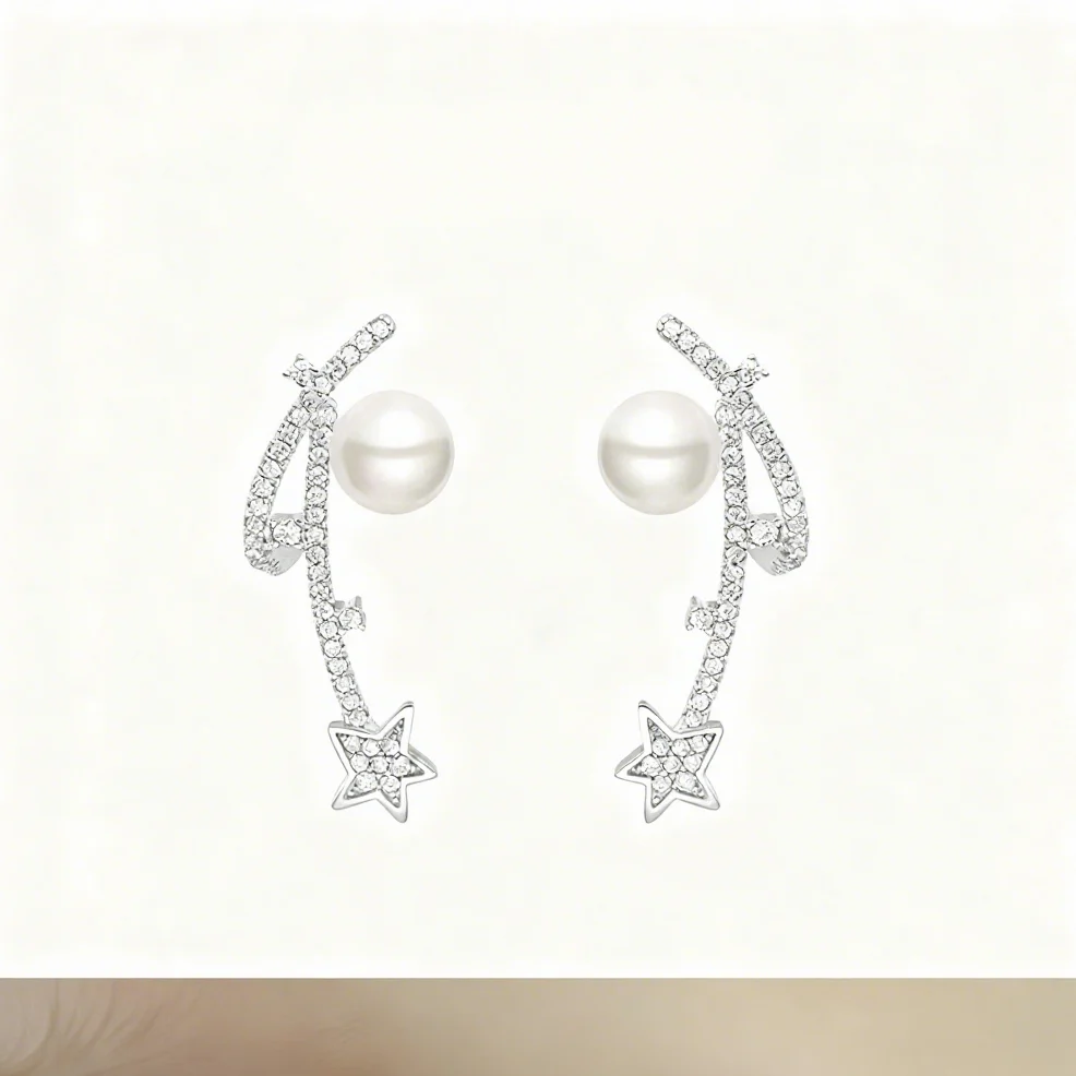 BOUCLES D’OREILLES EN ARGENT STERLING AVEC PERLES MÉTÉORE