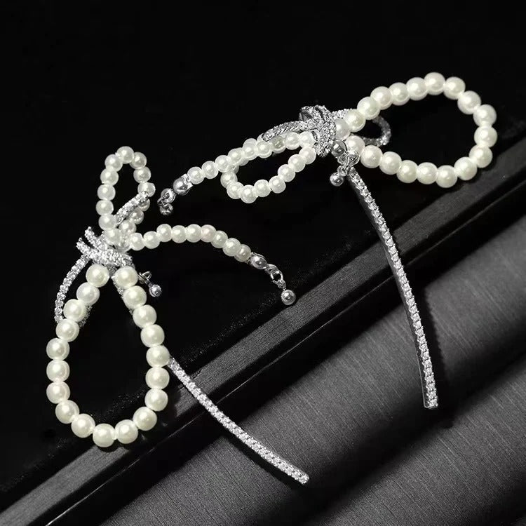 BOUCLES D’OREILLES EN ARGENT STERLING AVEC PERLES NŒUD