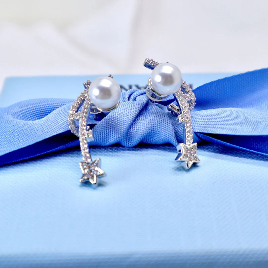 BOUCLES D’OREILLES EN ARGENT STERLING AVEC PERLES MÉTÉORE