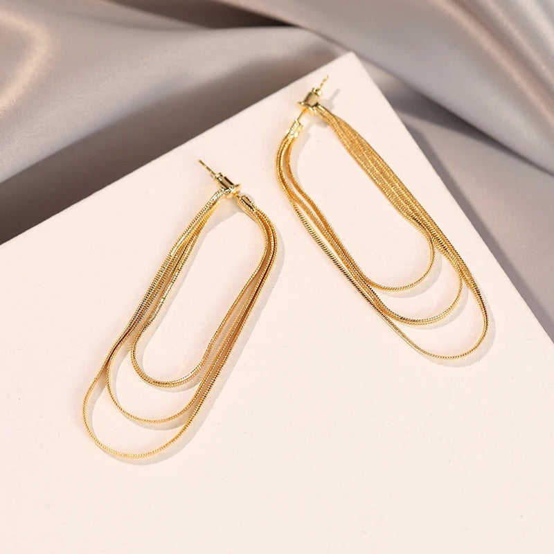 BOUCLES D’OREILLES À FRANGES EN CHAÎNE SOUPLE