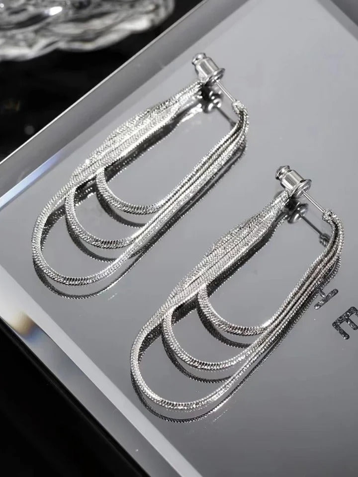 BOUCLES D’OREILLES À FRANGES EN CHAÎNE SOUPLE