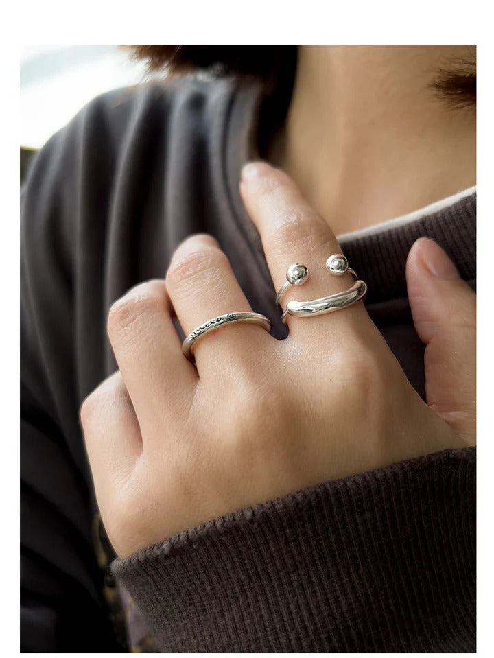 BAGUE AJUSTABLE SOURIRE EN ARGENT