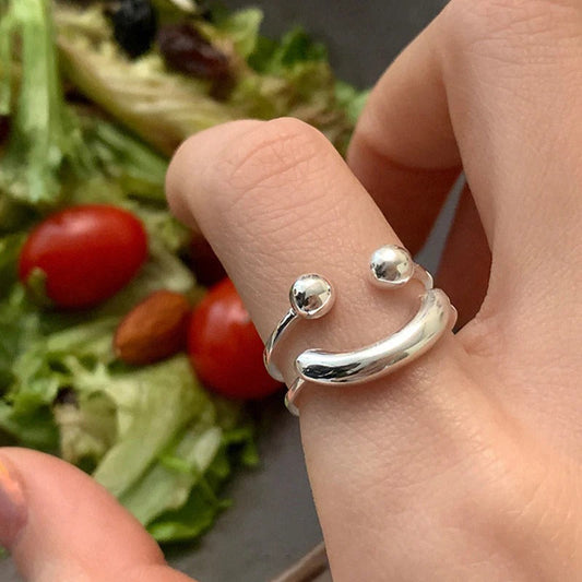BAGUE AJUSTABLE SOURIRE EN ARGENT
