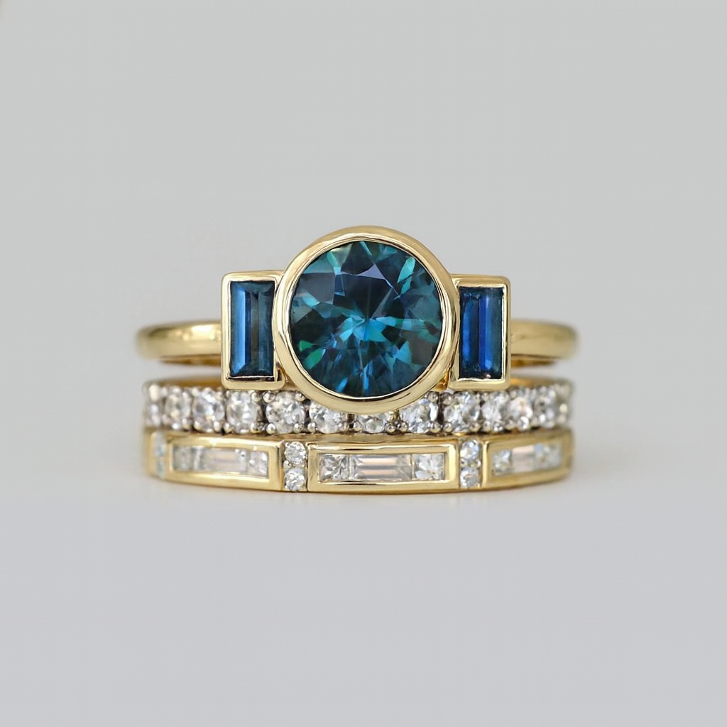 BAGUE EN VERRE ÉMERAUDE DU MATIN