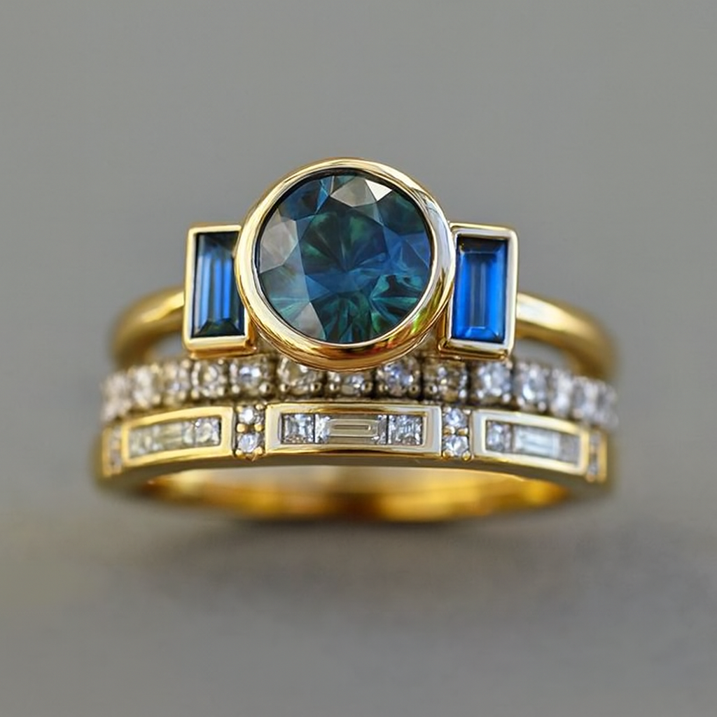 BAGUE EN VERRE ÉMERAUDE DU MATIN