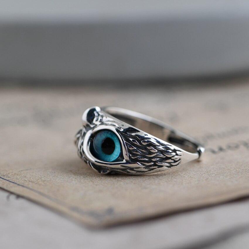 BAGUE CHOUETTE PORTE-BONHEUR EN ARGENT AVEC OPAL